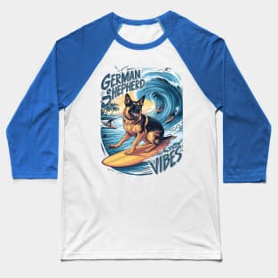 Wave Rider: A German Shepherd Surfing Baseball T-Shirt